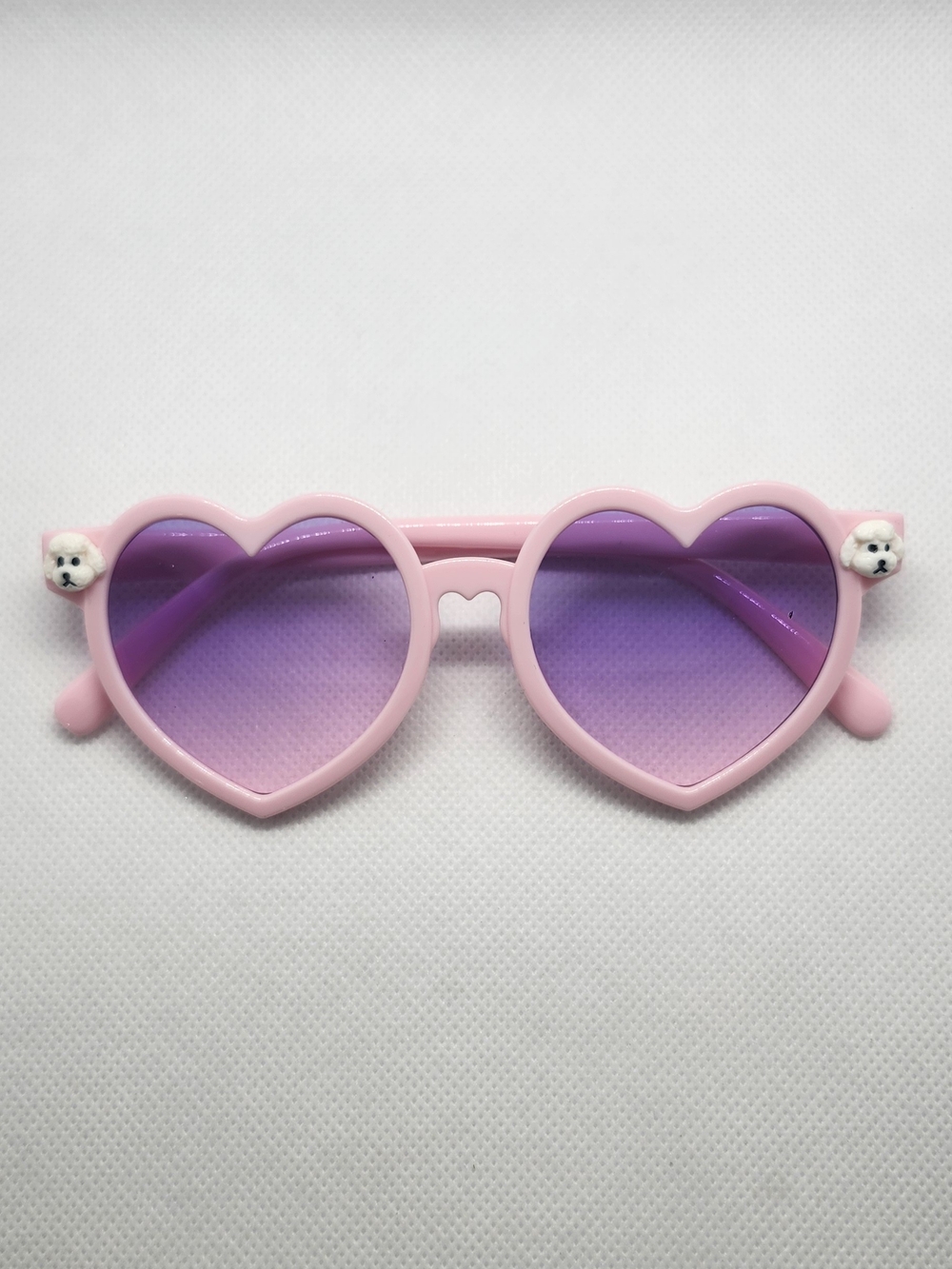 Pink Heart-Shaped Sunglasses with Purple Lenses